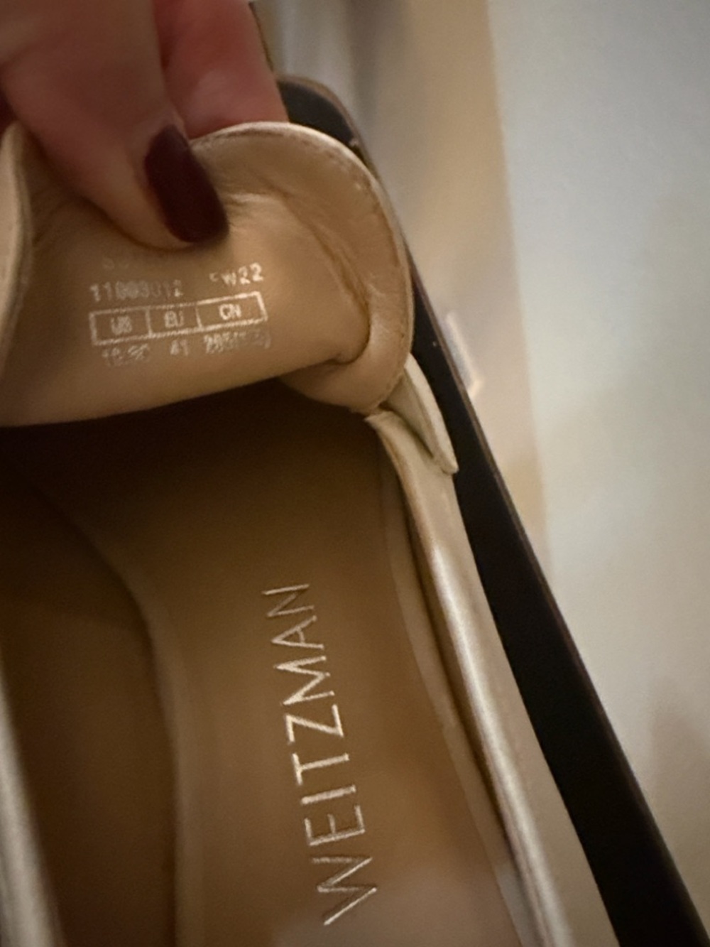 Stuart Weitzman Cream Leather Penny Loafers - Picture 2 of 9